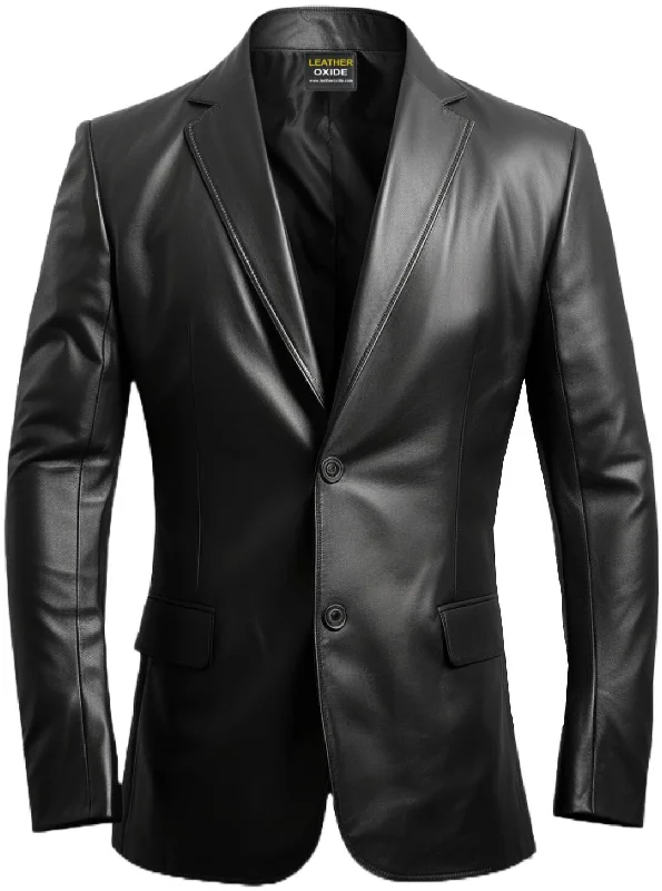 luxury faux fur coat for women -Men Black Biker Leather Blazer - Leather Coats for Men