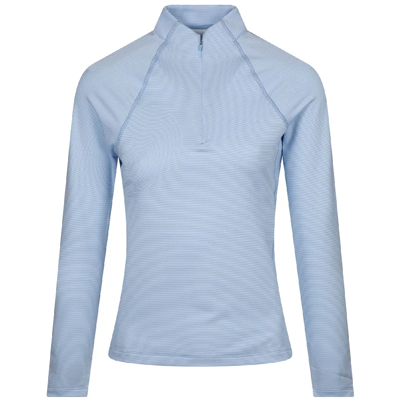 ladies' loose-fit batwing top -Womens Sugar Stripe Raglan Sleeve Perth Layer Cottage Blue - 2025