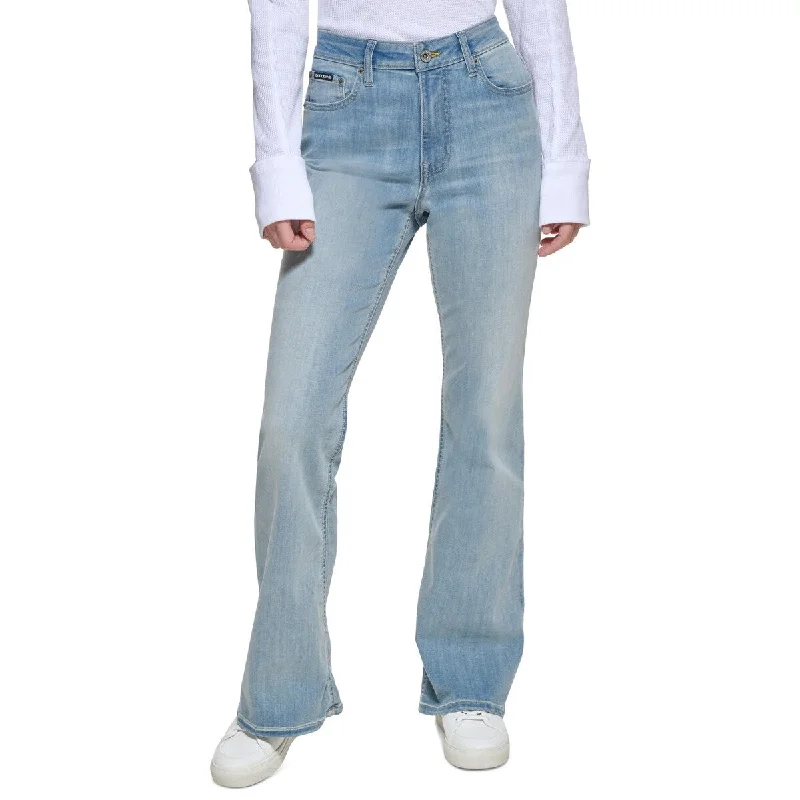 retro wide-leg jeans for ladies -Dkny Women's Boerum High Rise Flare Leg Jeans Blue Size 24