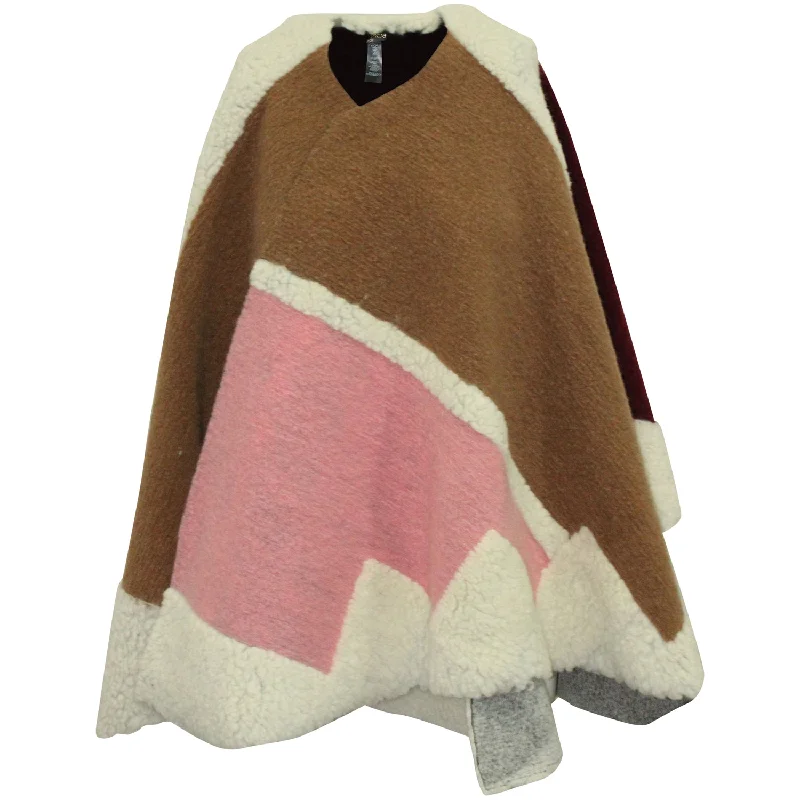 cozy teddy coat for ladies -Maje Poncho in Multicolor Wool