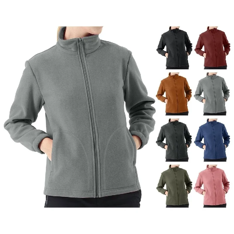 women's hooded winter jacket -Womens Polar Fleece Jacket Coat Soft Cozy Zip Up Winter Warm 2Pack Size Options