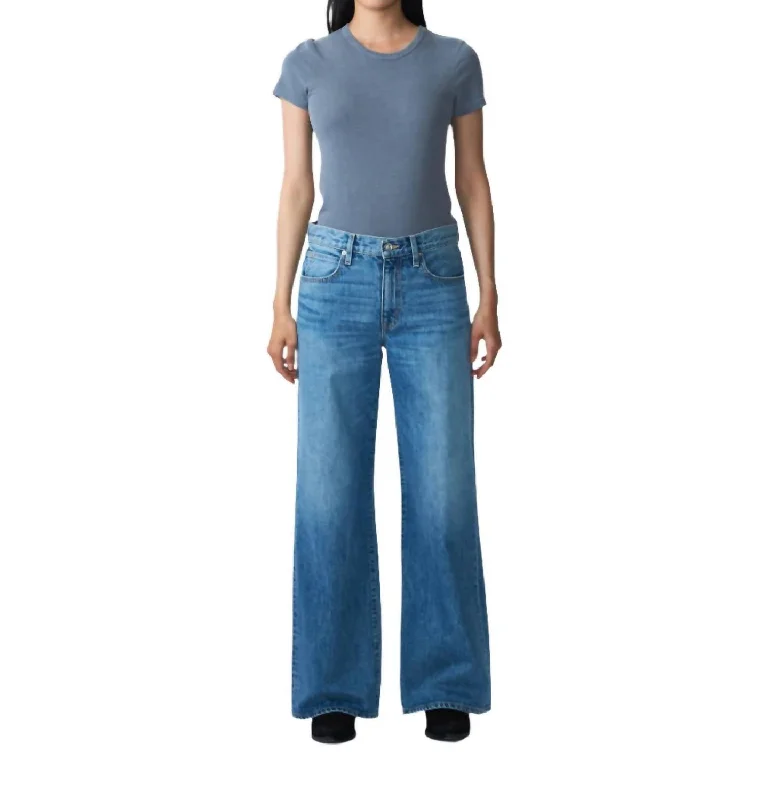 trendy color-blocked jeans for women -Selena Wide Leg Jeans In Wildest Dreamb