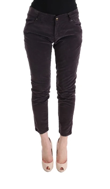 ladies' distressed high-rise jeans -Ermanno Scervino  Cotton Cropped Casual Women's Pants