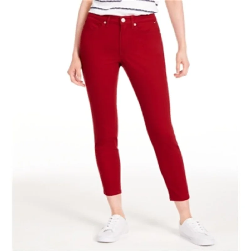 women's ultra-light stretch jeans -Tommy Hilfiger Women's Tribeca Skinny Cropped Jeans Red Size 4