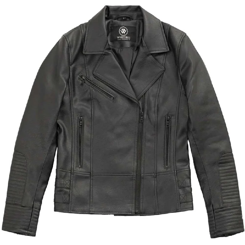 winter-ready faux shearling jacket for women -Whet Blu Womens Lauren Faux Leather Biker Jacket