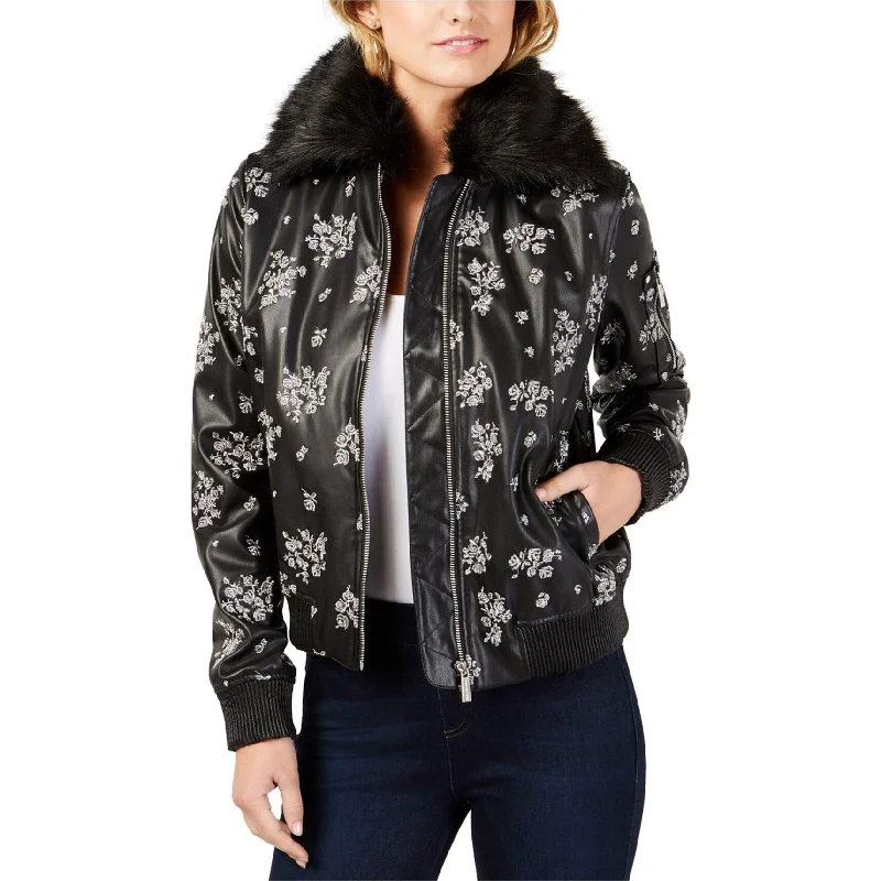 elegant long coat for women -Michael Kors Womens Embroidered Bomber Jacket