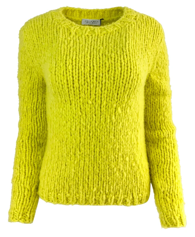 breathable linen camisole for ladies -Gabriela Hearst Dalton Sweater in Lime Adamite