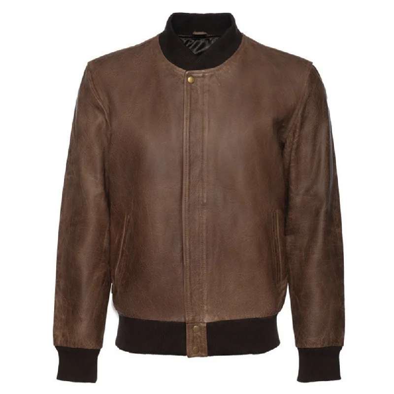 women's outdoor fleece jacket -Levi Brown Oiled leather Bomber jacket