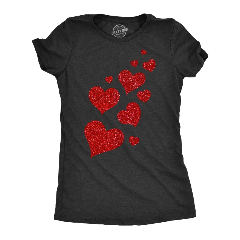 women's breathable linen tunic -Glitter Hearts Women's T Shirt