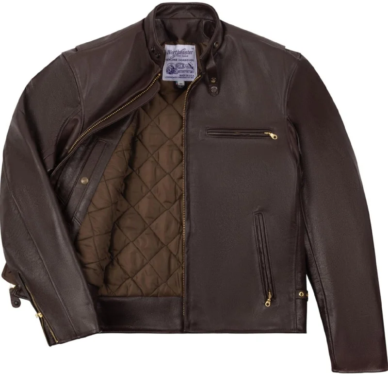 ladies' wool overcoat -BECK® 732 Northeaster Flying Togs Brown Horsehide Motorcycle Jacket