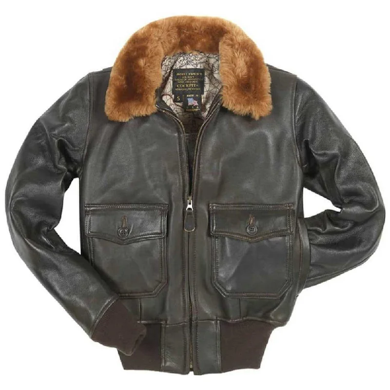 sophisticated evening coat for women -Cockpit USA Womens G-1 Leather Bomber Jacket