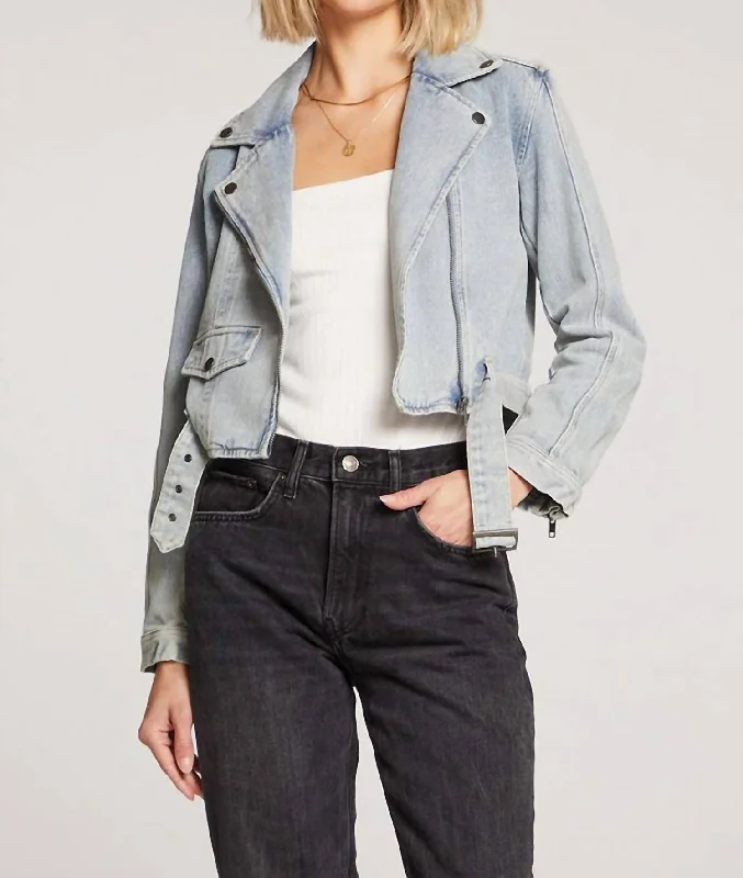 women's lightweight cargo jacket -Stella Jacket In Stonewash Denim