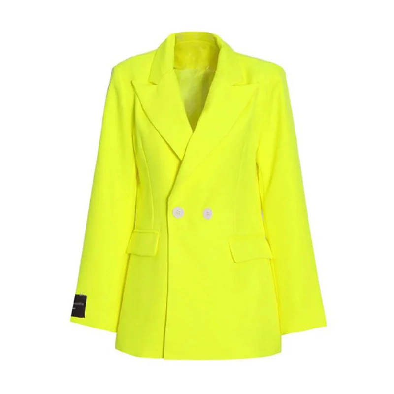 women's reversible coat -Abby Double-breasted Blazer - Neon