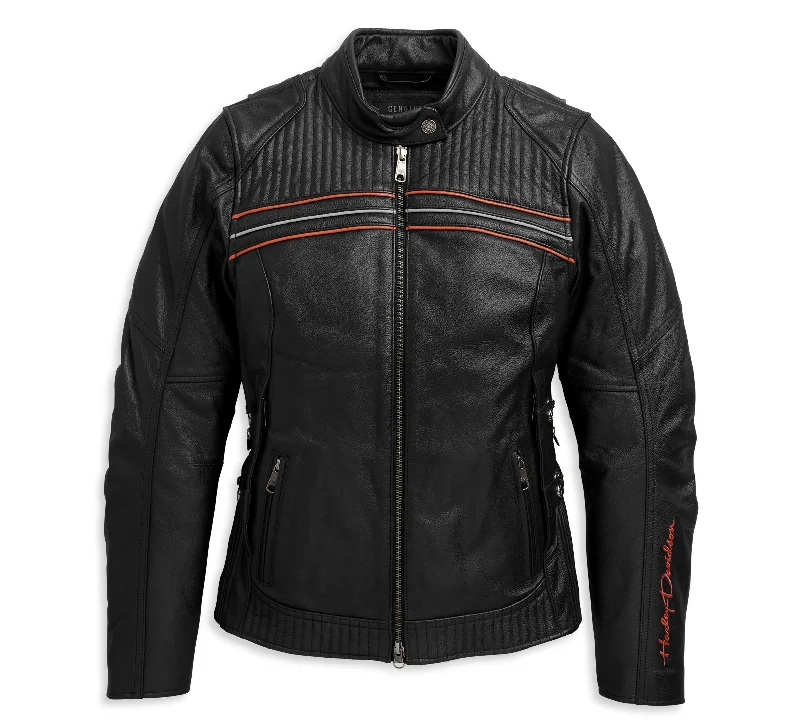 women's double-breasted coat -HARLEY-DAVIDSON I-94 WOMEN'S LEATHER JACKET 97017-21VW