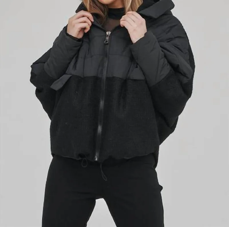 stylish fleece-lined coat for women -Magda Short Jacket In Black