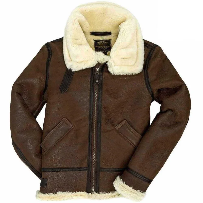 casual coats for women -Cockpit USA Womens B-3 Sheepskin Bomber Jacket