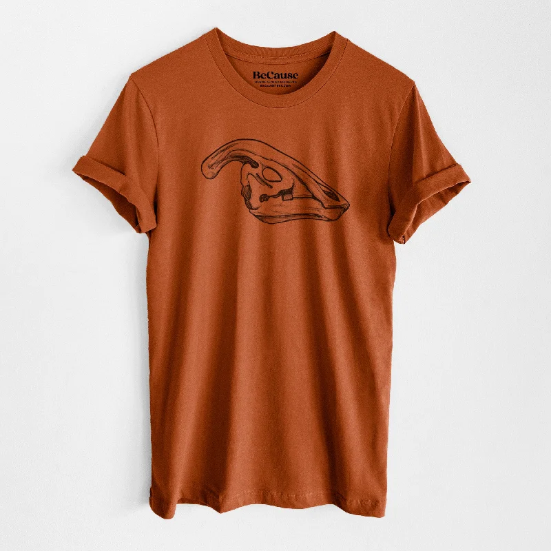 fitted ribbed blouse for women -Parasaurolophus Skull - Lightweight 100% Cotton Unisex Crewneck