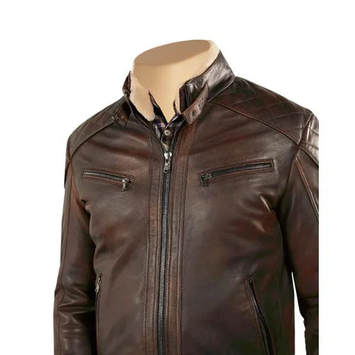 versatile casual coat for women -Desert leather jacket