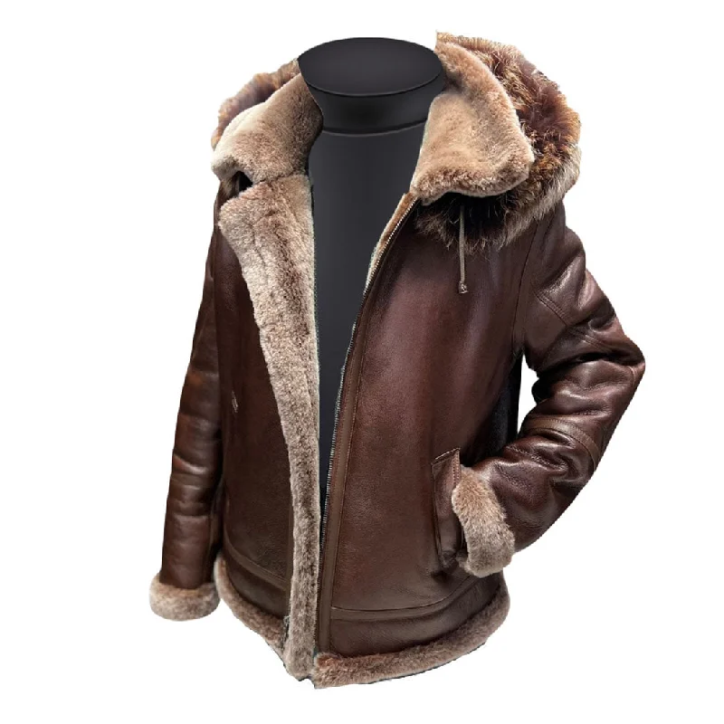 classic camel coat for ladies -Felix Brown bomber jacket with hoodie