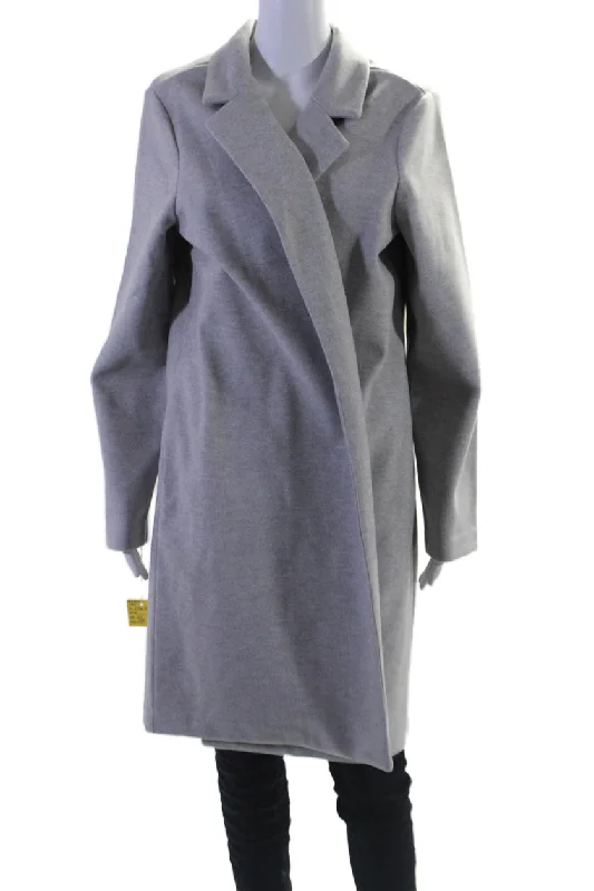 winter parka for women -Renuar Womens Open Front Long Sleeves Coat Heather Gray