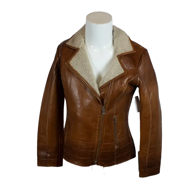 women's relaxed boyfriend blazer -BOL Women's Fur Collar Leather Jacket