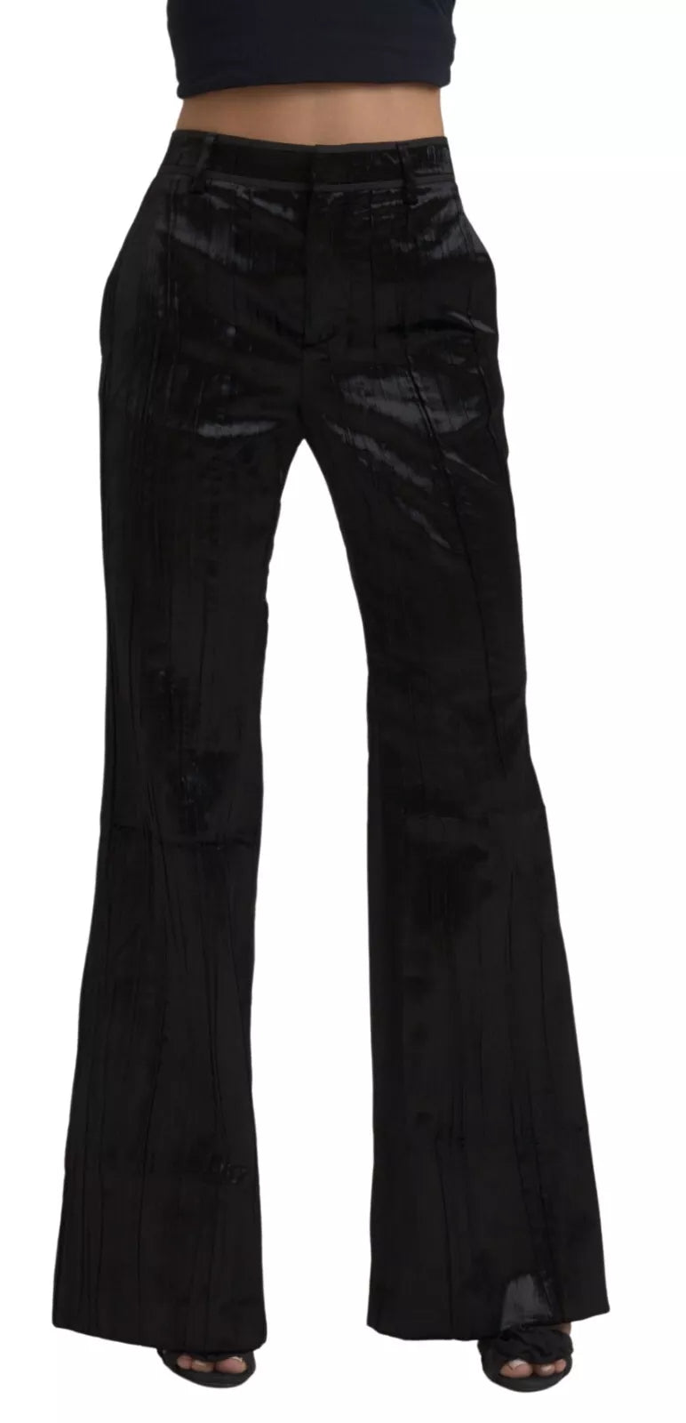 women's embroidered denim pants -Dsqua²  Viscose Super Flare High Waist Women's Pants