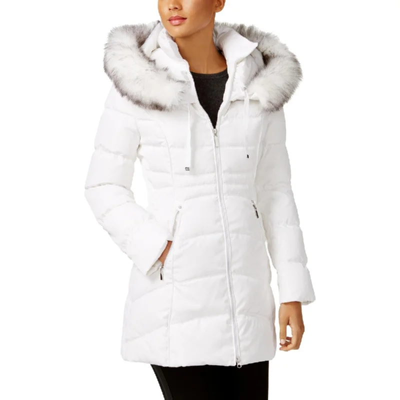 women's winter coat -Womens Faux Fur Hooded Puffer Coat