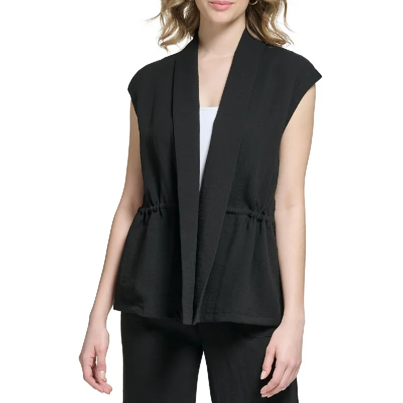 casual coats for women -Calvin Klein Womens Shawl Collar Sleeveless Open-Front Blazer