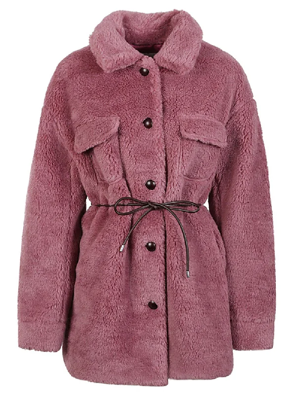 casual oversized shacket for women -Molliolli Women's Coats pink