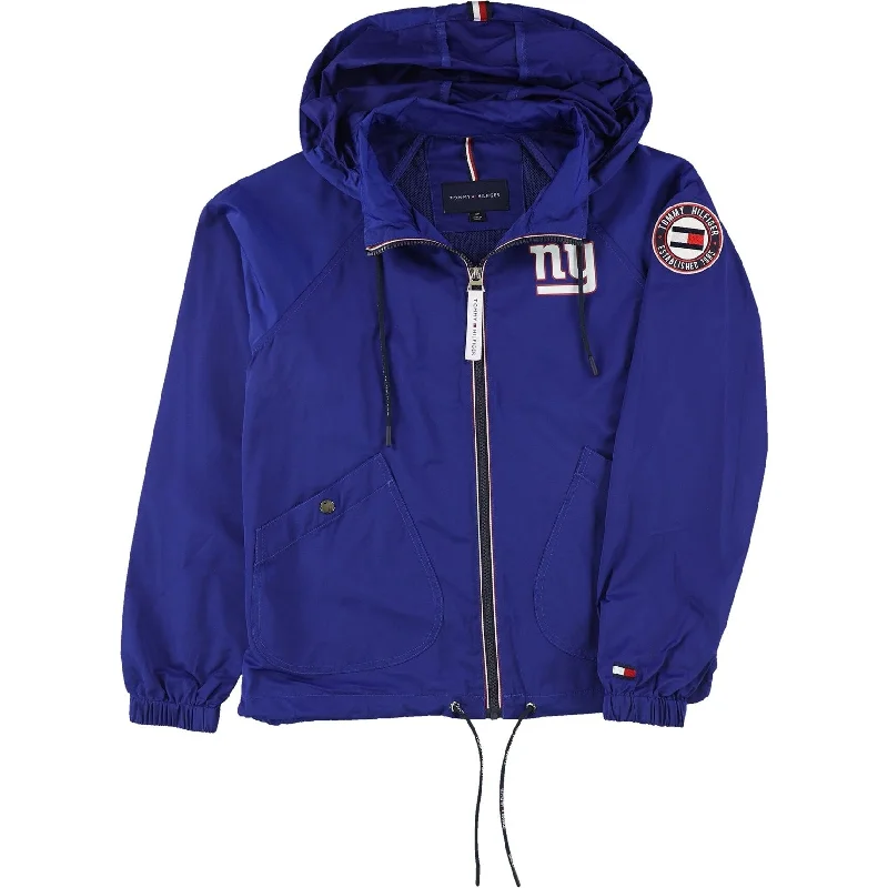 sleek satin bomber jacket for women -Tommy Hilfiger Womens New York Giants Windbreaker Jacket, Blue, Small