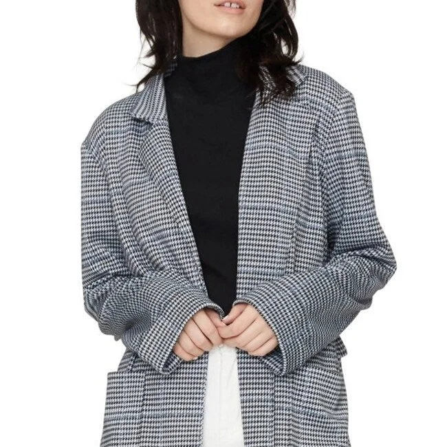 stylish leather jacket for women -Sanctuary Women's The Editor Oversized Plaid Jacket Gray Size Small