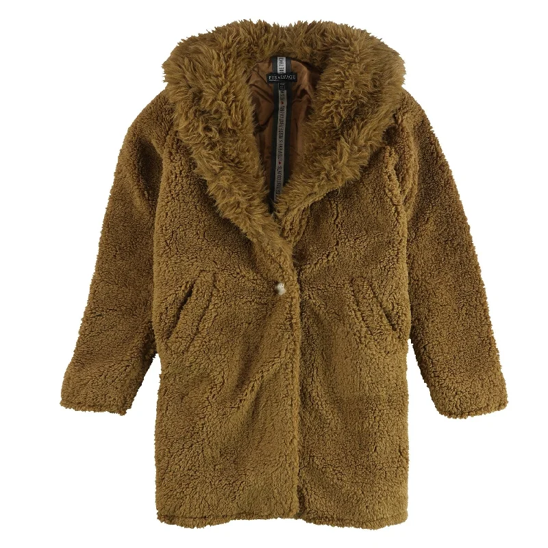 sustainable eco-friendly coat for women -P.J. Salvage Womens Sherpa Collared Jacket, Brown, Small