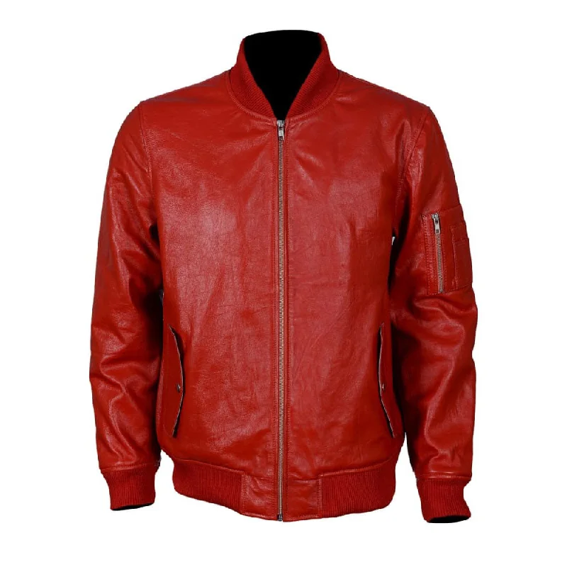 women's reversible coat -Brooks Red MA1 Bomber Jacket