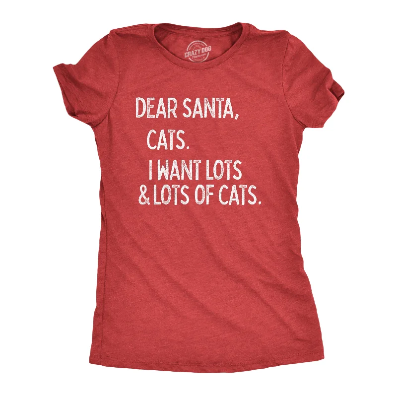 ladies' flowy chiffon blouse -Dear Santa Cats I Want Lots Of Cats Women's T Shirt