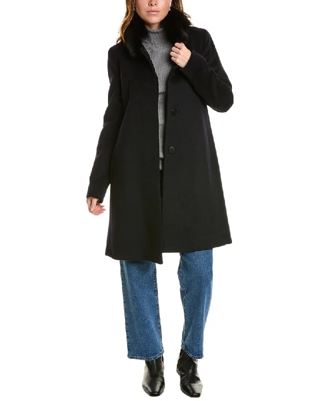 women's belted trench coat -FLEURETTE Long Wool-Blend Coat