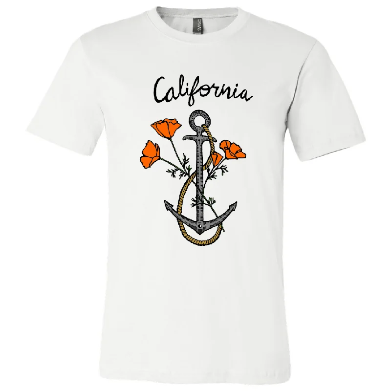 trendy mesh panel top for ladies -California Anchor Poppies Asst Colors Mens Lightweight Fitted T-Shirt/tee