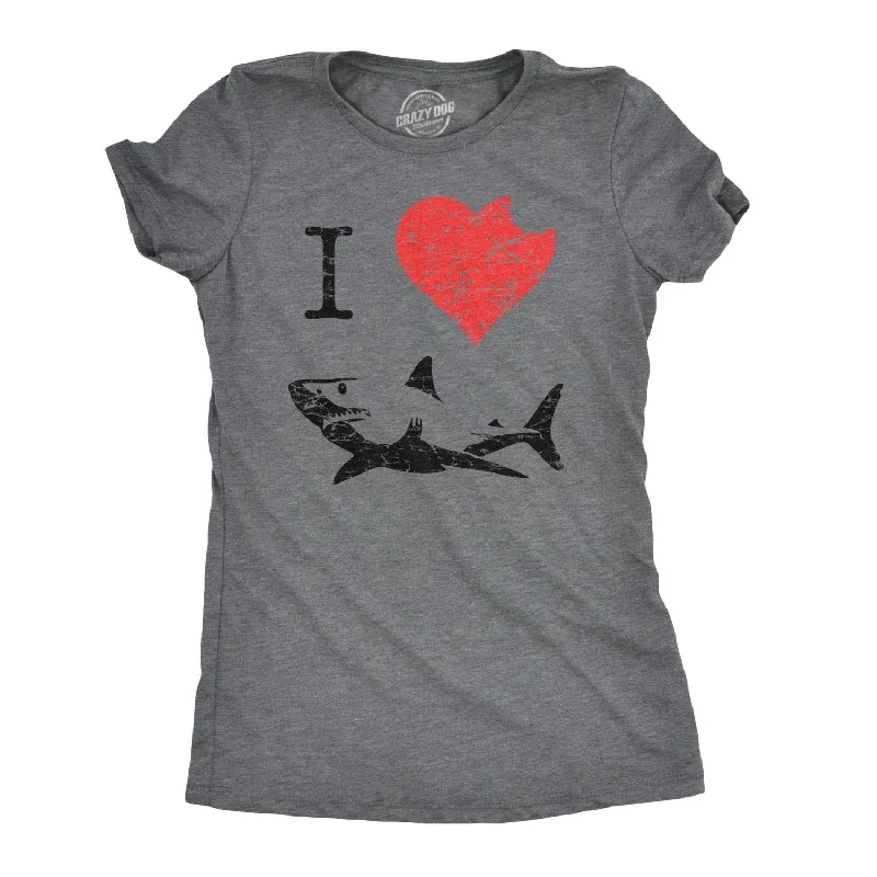 stylish surplice wrap top for women -I Love Sharks Women's T Shirt