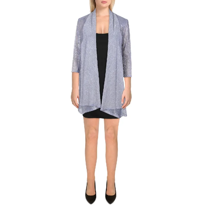 long elegant trench coat for women -R&M Richards Womens Petites Metallic Drapey Duster Blazer